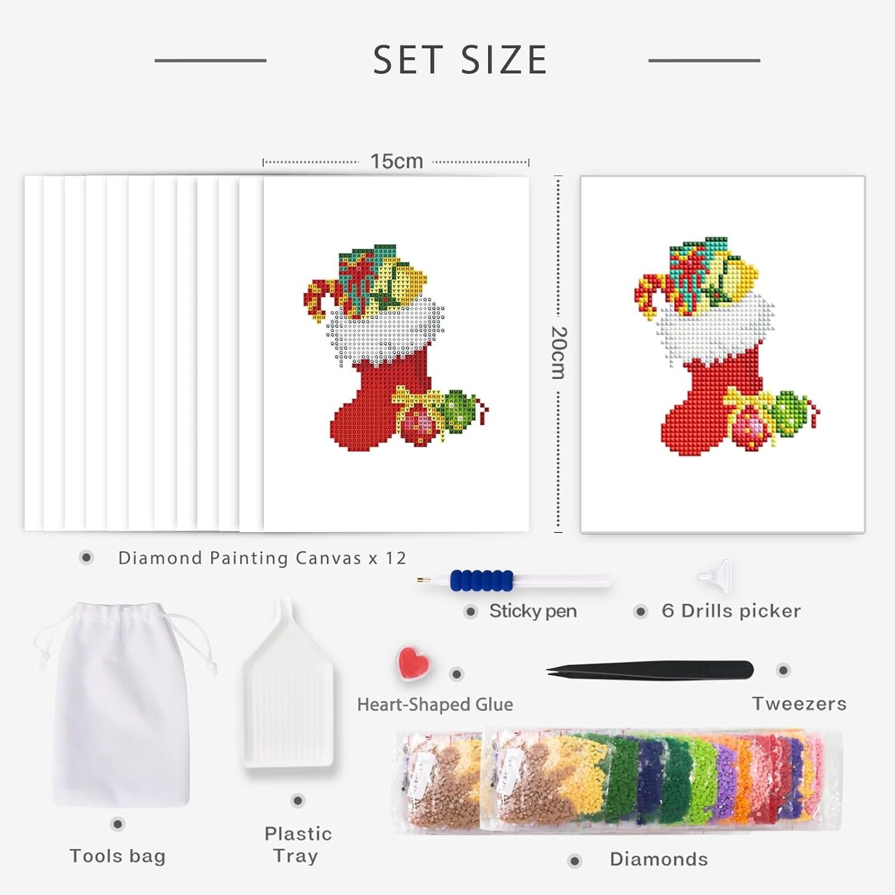 12 Pack Diamond Painting Art Kits,Christmas Valentines Anniversary Mothers Day Birthday Festival Gift Home Wall Decoration Cross Stitch Diamond Art by Number Kits for Adults(CM013)